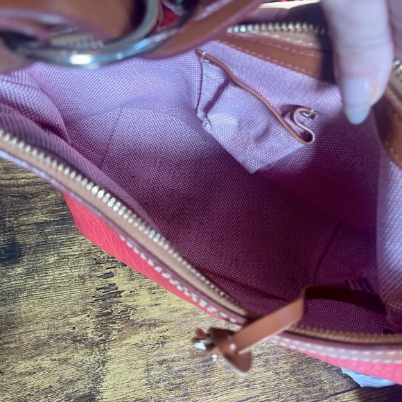 Dooney & Bourke Poppy Red Hobo Shoulder Bag with Leather Trim Horse bit strap - Picture 7 of 16